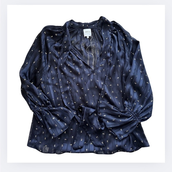 NWOT MISA Los Angeles “Gracie” Tie-Neck Blouse – Size M - Picture 2 of 8